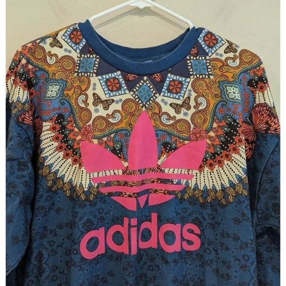 Adidas x Farm Rio Borbomix Butterfly Crewneck Pocket Pullover Size XS - Picture 2 of 10